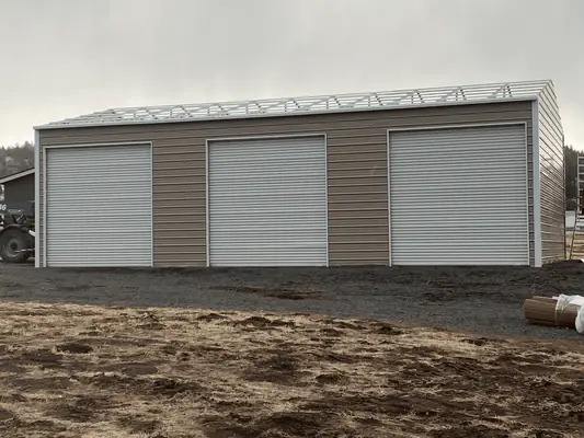 Three-bay metal building on a new pad