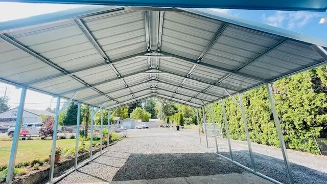 Vertical-roof carport, front view