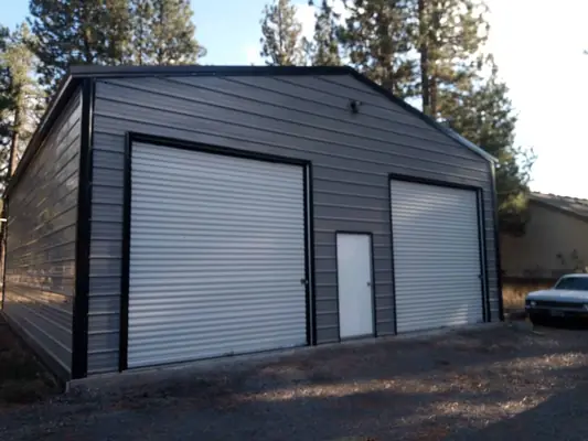 30x40 A-frame enclosed metal building with two roll-up doors