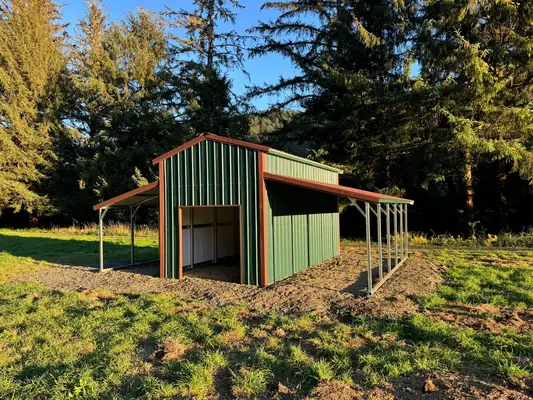 11x20x12 garage with lean-to carport, side view